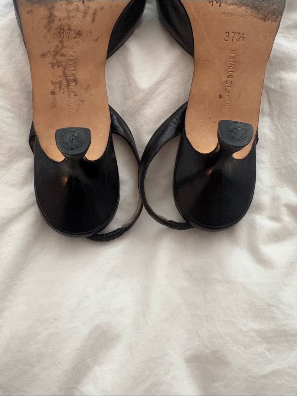 Manolo Blahnik Black Pointed Slingback Kitten Heel with Bow 37.5 - Picture 6 of 10